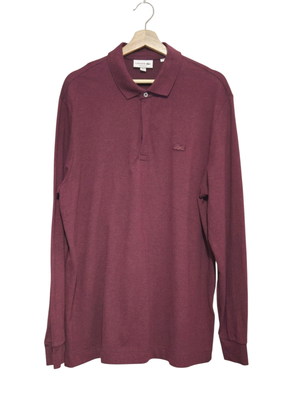 Lacoste Long Sleeve Polo Shirt in Burgundy Mens Size XXL